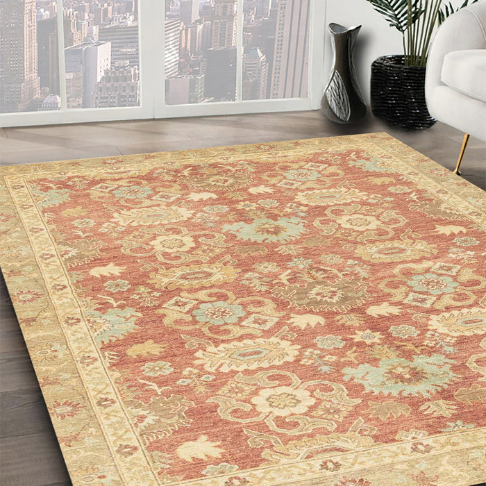 Abstract Yellow Modern Rug in Family Room, abs3019