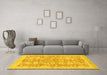 Machine Washable Abstract Yellow Modern Rug in a Living Room, wshabs3019yw