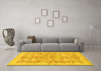 Machine Washable Abstract Yellow Modern Rug, wshabs3019yw