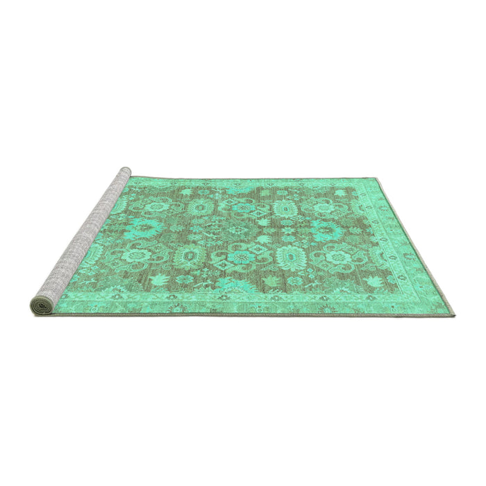 Sideview of Machine Washable Abstract Turquoise Modern Area Rugs, wshabs3019turq
