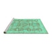 Sideview of Machine Washable Abstract Turquoise Modern Area Rugs, wshabs3019turq