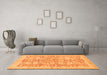 Machine Washable Abstract Orange Modern Area Rugs in a Living Room, wshabs3019org