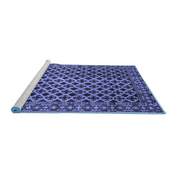 Sideview of Machine Washable Southwestern Blue Country Rug, wshabs301blu