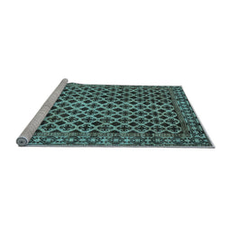 Sideview of Machine Washable Southwestern Light Blue Country Rug, wshabs301lblu