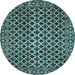 Round Machine Washable Southwestern Light Blue Country Rug, wshabs301lblu