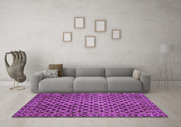 Machine Washable Southwestern Purple Country Area Rugs in a Living Room, wshabs301pur