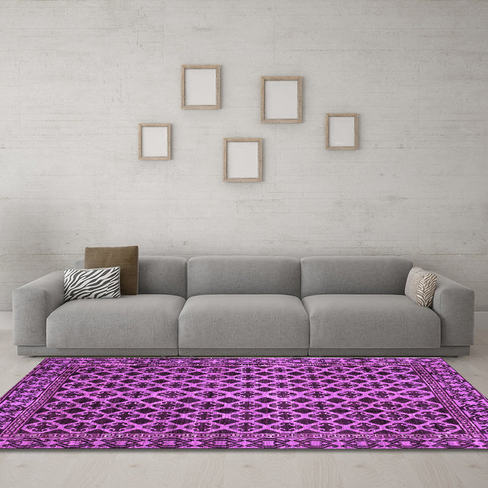 Machine Washable Southwestern Purple Country Area Rugs in a Living Room, wshabs301pur