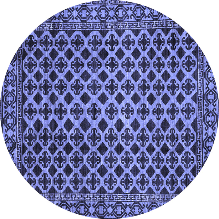 Round Southwestern Blue Country Rug, abs301blu