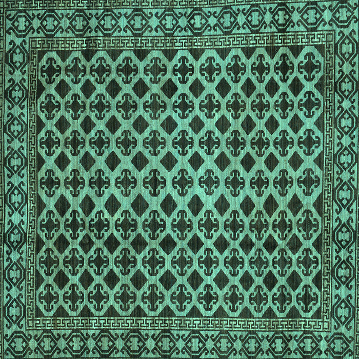 Square Machine Washable Southwestern Turquoise Country Area Rugs, wshabs301turq