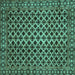 Square Machine Washable Southwestern Turquoise Country Area Rugs, wshabs301turq