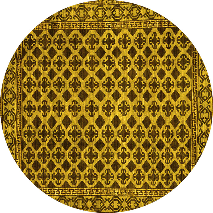 Round Southwestern Yellow Country Rug, abs301yw