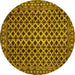 Round Southwestern Yellow Country Rug, abs301yw