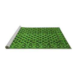 Sideview of Machine Washable Southwestern Green Country Area Rugs, wshabs301grn