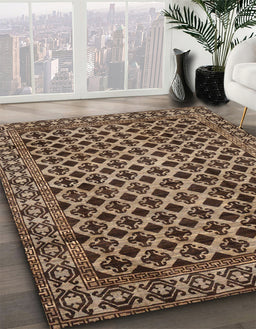 Machine Washable Abstract Bakers Brown Rug in a Family Room, wshabs301
