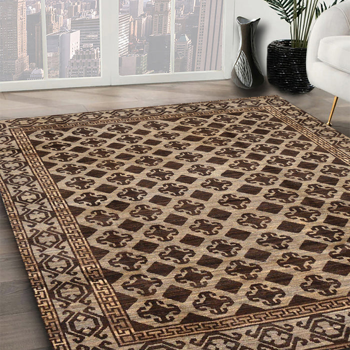 Machine Washable Abstract Bakers Brown Rug in a Family Room, wshabs301