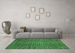 Machine Washable Southwestern Emerald Green Country Area Rugs in a Living Room,, wshabs301emgrn