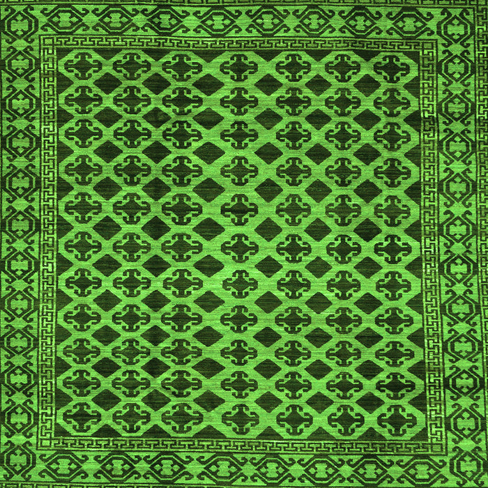 Square Southwestern Green Country Rug, abs301grn