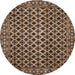 Round Abstract Bakers Brown Southwestern Rug, abs301