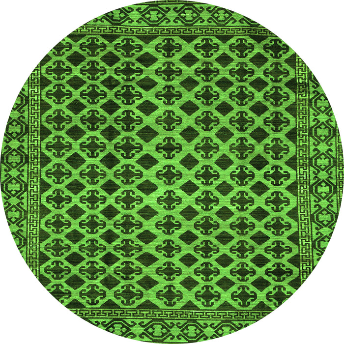 Round Southwestern Green Country Rug, abs301grn