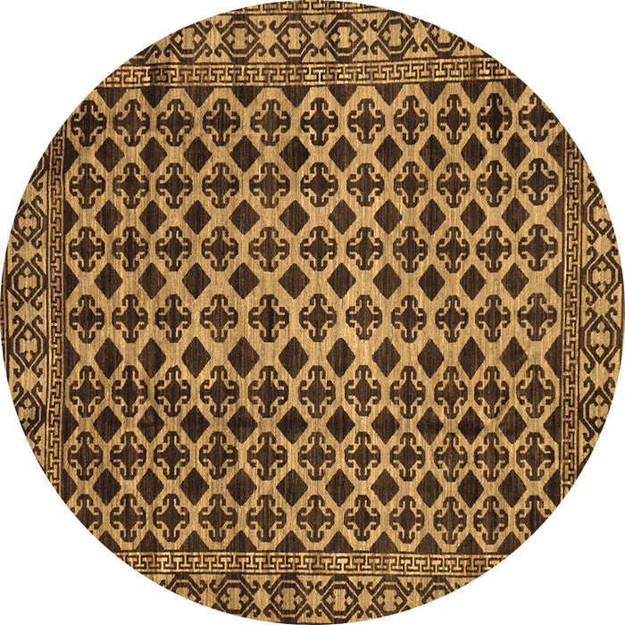 Round Machine Washable Southwestern Brown Country Rug, wshabs301brn