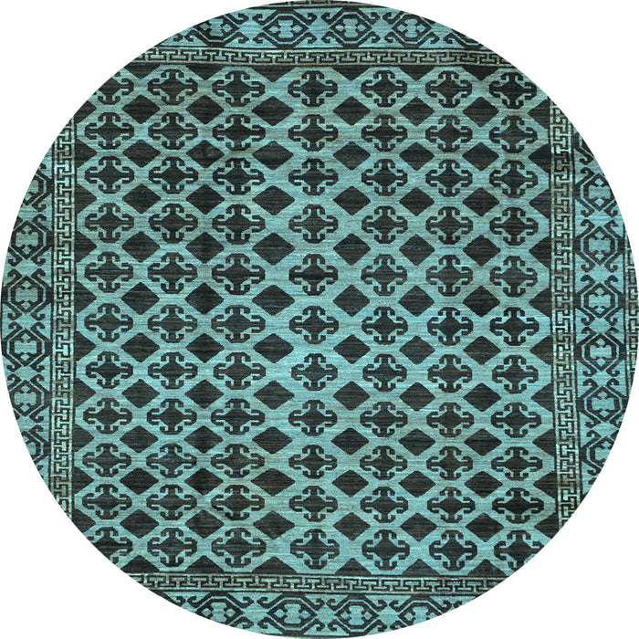 Round Southwestern Light Blue Country Rug, abs301lblu