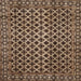 Square Machine Washable Abstract Bakers Brown Rug, wshabs301