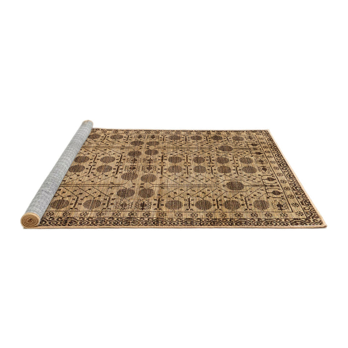 Sideview of Machine Washable Abstract Saddle Brown Rug, wshabs302