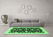 Machine Washable Oriental Emerald Green Traditional Area Rugs in a Living Room,, wshabs3020emgrn