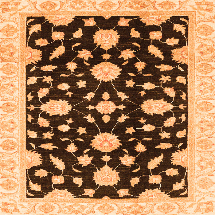 Square Machine Washable Oriental Orange Traditional Area Rugs, wshabs3020org