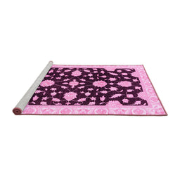 Sideview of Machine Washable Oriental Pink Traditional Rug, wshabs3020pnk