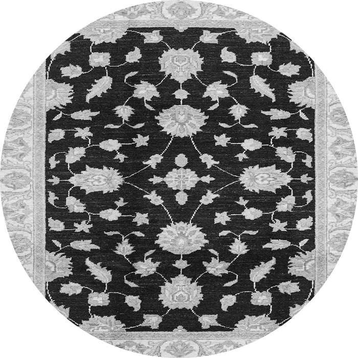 Round Machine Washable Oriental Gray Traditional Rug, wshabs3020gry