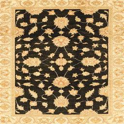 Square Machine Washable Abstract Bakers Brown Rug, wshabs3020