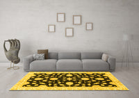 Machine Washable Oriental Yellow Traditional Rug, wshabs3020yw