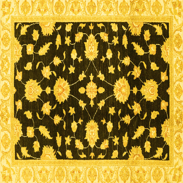 Square Machine Washable Oriental Yellow Traditional Rug, wshabs3020yw