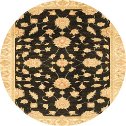 Round Machine Washable Abstract Bakers Brown Rug, wshabs3020