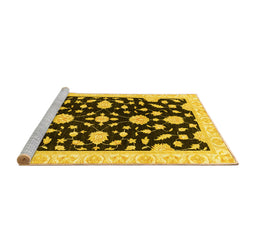 Sideview of Machine Washable Oriental Yellow Traditional Rug, wshabs3020yw