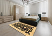 Abstract Bakers Brown Oriental Rug in a Bedroom, abs3020