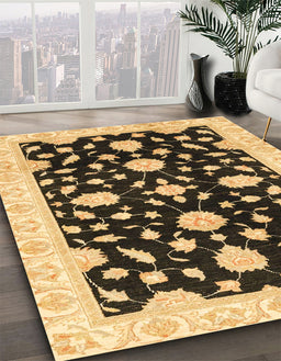 Machine Washable Abstract Bakers Brown Rug in a Family Room, wshabs3020