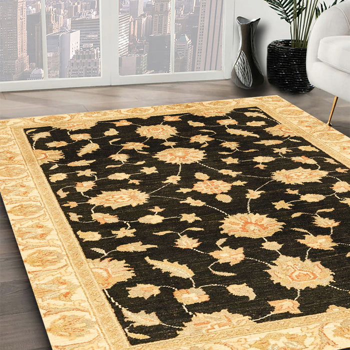 Machine Washable Abstract Bakers Brown Rug in a Family Room, wshabs3020