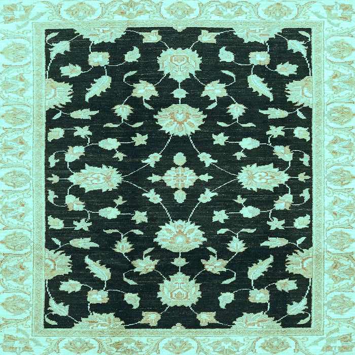 Square Machine Washable Oriental Light Blue Traditional Rug, wshabs3020lblu