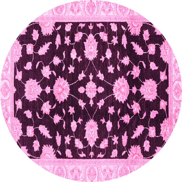 Round Machine Washable Oriental Pink Traditional Rug, wshabs3020pnk