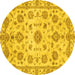 Round Machine Washable Abstract Yellow Modern Rug, wshabs3021yw