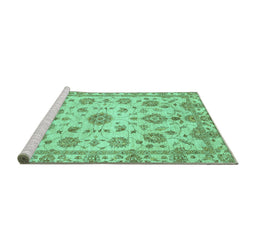 Sideview of Machine Washable Abstract Turquoise Modern Area Rugs, wshabs3021turq