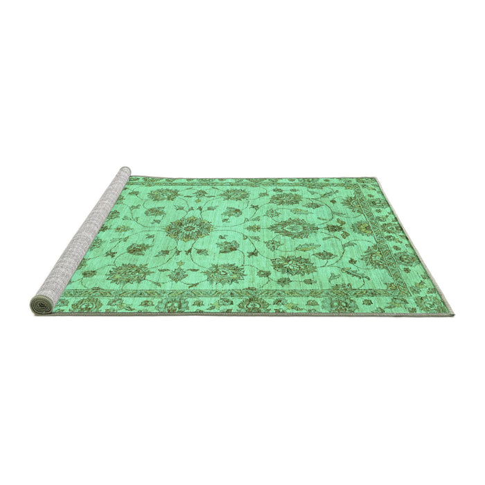 Sideview of Machine Washable Abstract Turquoise Modern Area Rugs, wshabs3021turq
