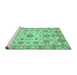 Sideview of Machine Washable Abstract Turquoise Modern Area Rugs, wshabs3021turq