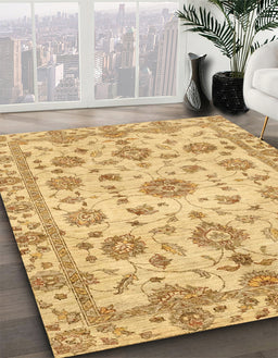 Abstract Chrome Gold Yellow Modern Rug in Family Room, abs3021