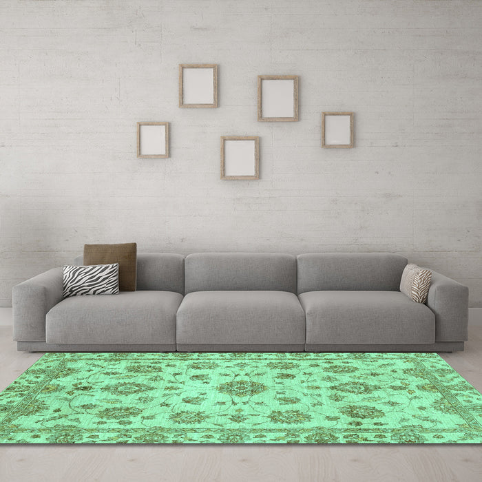 Machine Washable Abstract Turquoise Modern Area Rugs in a Living Room,, wshabs3021turq
