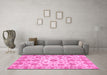 Machine Washable Abstract Pink Modern Rug in a Living Room, wshabs3021pnk