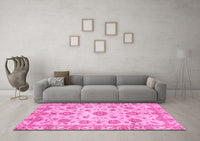 Machine Washable Abstract Pink Modern Rug, wshabs3021pnk