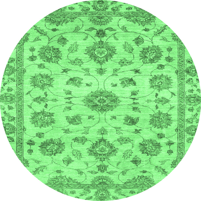 Round Abstract Emerald Green Modern Rug, abs3021emgrn